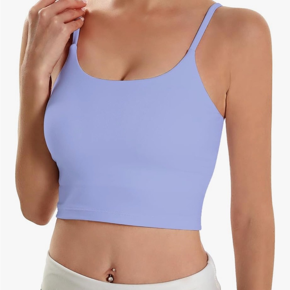 Amazon Blue/Gray Workout Crop Top with Padded Bra